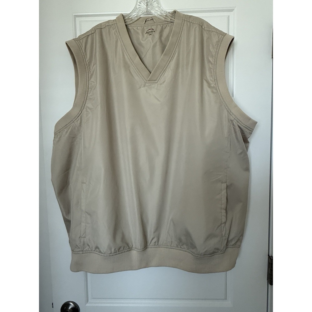 Mens ACUITY Golf Vest Beige Lined Pullover XXL Windbreaker Rain Resistant Preppy